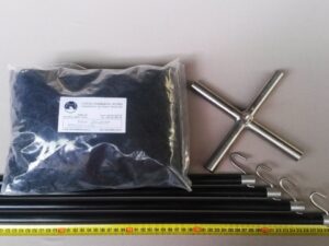 Drop net set  2,5 x 2,5 m/ Nylon knotless 15×15 mm black