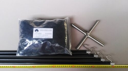 Drop net set  2,5 x 2,5 m/ Nylon knotless 15×15 mm black - 1