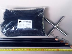 Drop net set 2 x 2 m/ Nylon knotless 5×5 mm black